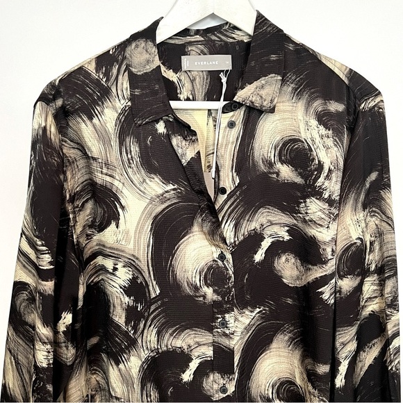 NWT Everlane Relaxed Abstract Print Long Sleeve Shirt size 14 - Picture 5 of 12
